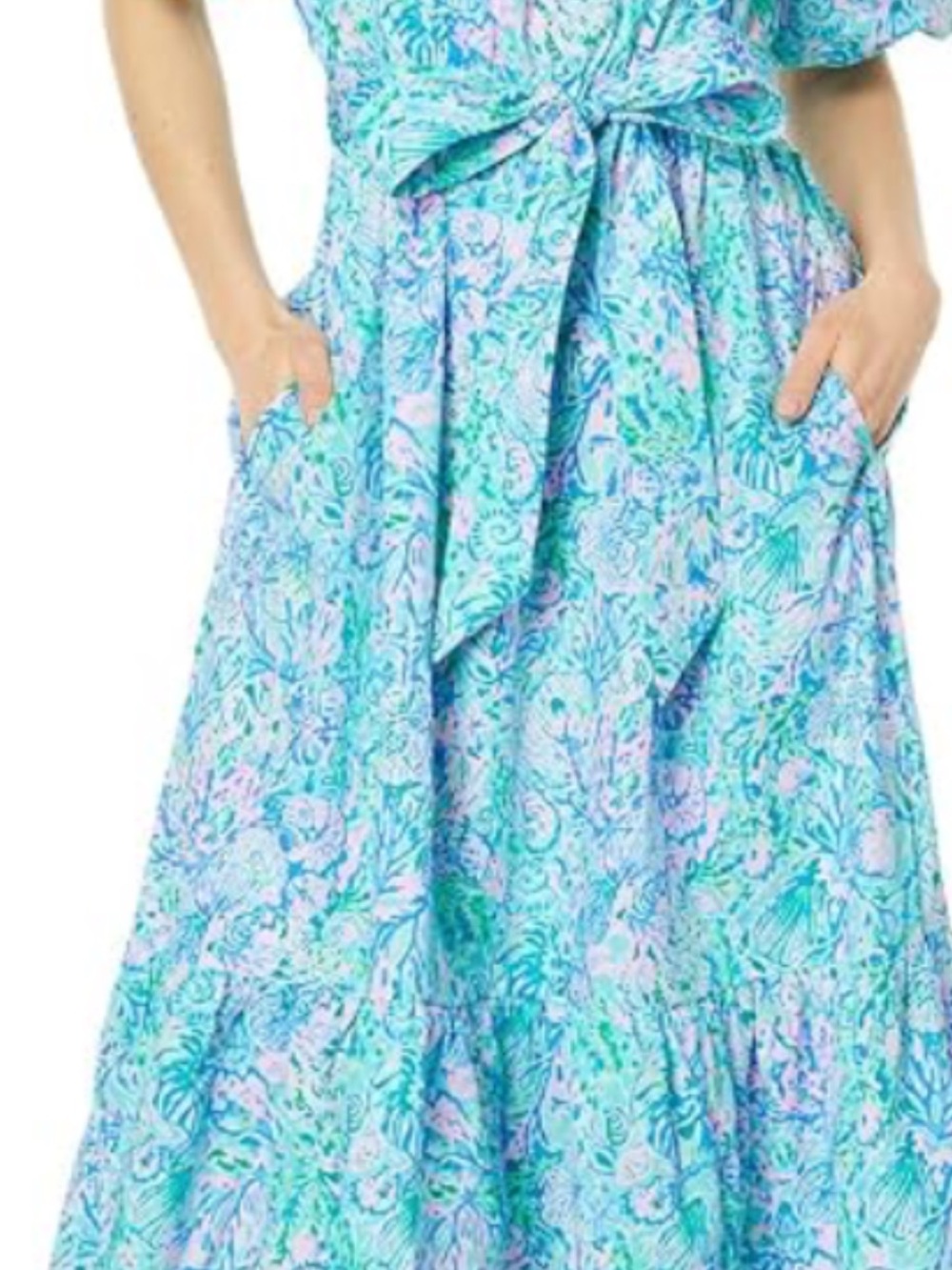 NWT Lilly Pulitzer Tamie off the Shoulder Surf Blue Soleil it on Me Dress size L